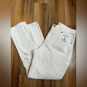 Abercrombie White Distressed High Rise Mom Jeans